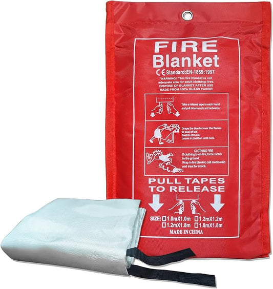 39"x39" Fire Blanket Emergency for Home, Kitchen, Camping & Car - Heavy Duty Fiberglass Fire Suppression Safety Cover (1 Pack)