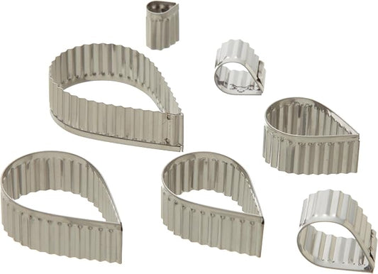 Ateco Fluted Edge Tear Drop Cutters in Graduated Sizes, Stainless Steel, 7 Pc Set