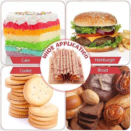 Outus 1000 Pcs 12 x 12 Inch Deli Wax Paper Sheets Grease Resistant Tray Basket Liners Newsprint Paper Water and Grease Proof Sandwich Wrapping Square Hot Dog Wrappers for Food Baking (Red on Brown)