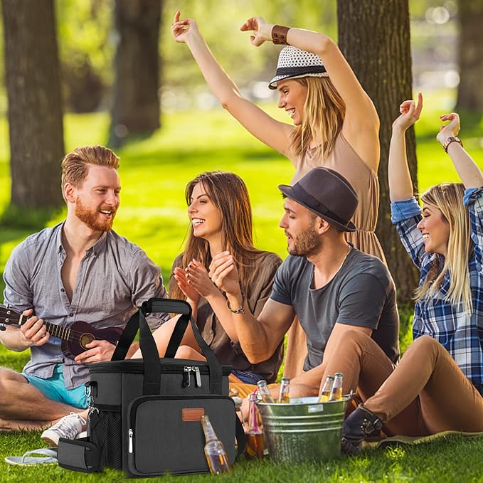 Lunch Bags for Women/Men, Insulated Lunch Bag for Work Office Picnic - Large Lunch Cooler Bag Leakproof Lunch Box with Adjustable Shoulder Strap for Adults - Charcoal(15L)