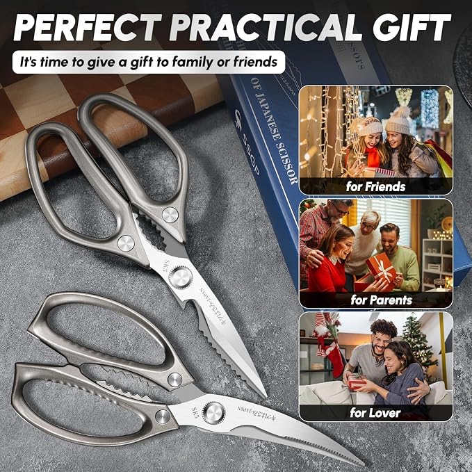 SSGP Heavy Duty Kitchen Shears Set - All Purpose Meat Scissors for Food | Sharp Japanese Stainless Steel, Dishwash Safe Detachable, Kitchen Scissors for Poultry Chicken Crab Leg Fishing, Cooking Gift