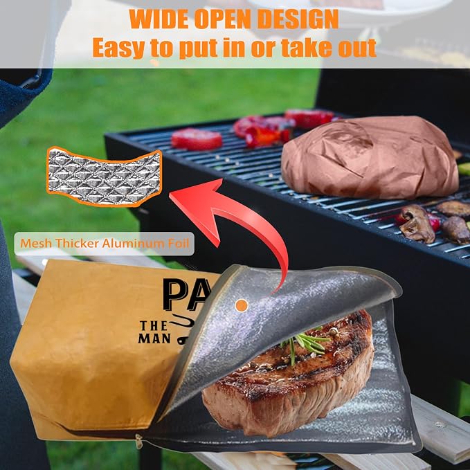 Papa Gifts, Gifts for Papa from Grandkids Fathers Day BBQ Blanket with Grill Gloves, Meat Resting Bag for BBQ Smoking, Grilling Gloves Heat Resistant for Outdoor Grill Party on Birthday