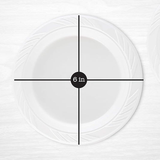 PLASTICPRO 100 Count Disposable 6 Inch White Plastic Dessert Plates