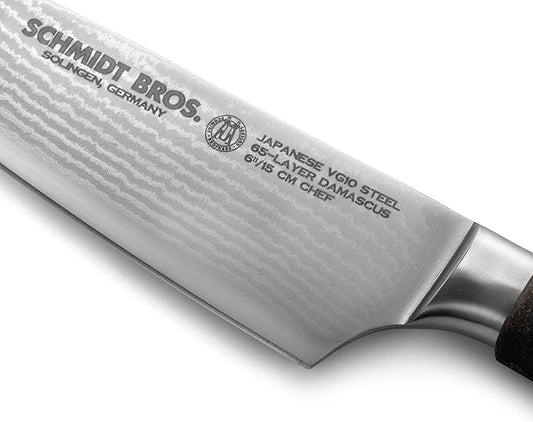 Schmidt Brothers - Artisan Series 6-Inch Chef Knife, High-Carbon German Stainless Steel Cutlery, Coconut Resin Handle