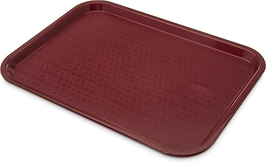 Carlisle FoodService Products CT121661 Cafe Standard Plastic Cafeteria/Fast Food Tray, NSF Certified, BPA Free, 16" Length x 12" Width, Burgundy (Pack of 24)