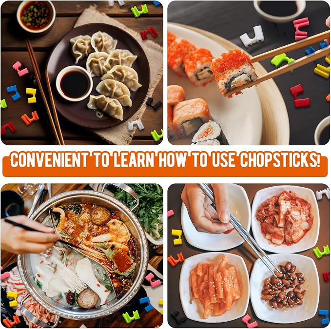 1000 Pcs Reusable Chopsticks Helper Multicolor Plastic Practice Chopstick Trainer Hinges Connector Training Chinese Chop Non Slip Stick Helper for Adult Learner Beginner