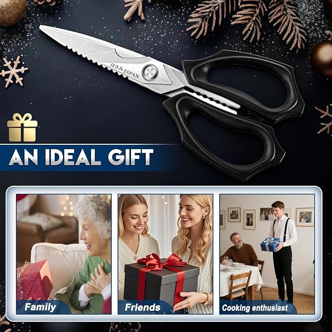 Purple Dragon Kitchen Scissors for Food - Heavy Duty Kitchen Shear Sliver | Stainless Steel Blade, Oversized Handle, Gift Box, Dishwasher Safe, All Purpose, for Meat Cutting