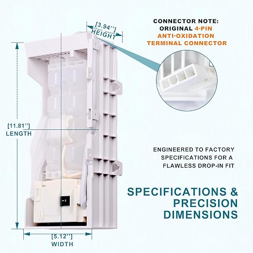 W11284458 Ice Maker Assembly for Whirlpool - Replacement for W11088559, EAP12584610, Fits WRS321SDH, WRS325SDH, WRS331SDH, WRS335SDH Series, Easy DIY Install in 15 Mins, Durable & Quiet Performance