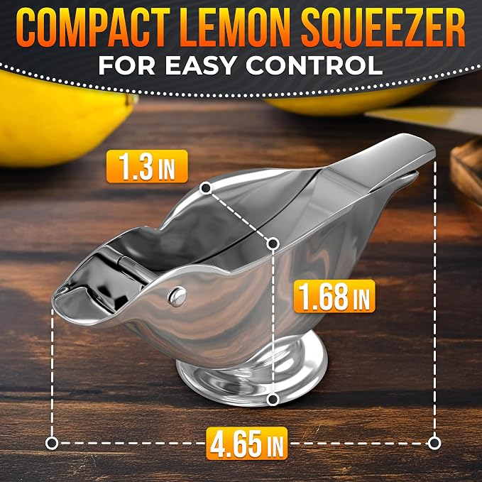Bird Lemon Squeezer with Pour Spout, Tiny Stainless Steel Slice Press | Cute Citrus Wedge Juicer for Limes, Mess-Free, Dishwasher Safe, a Mini Travel Size for Tea Service, Seafood, and Cocktails