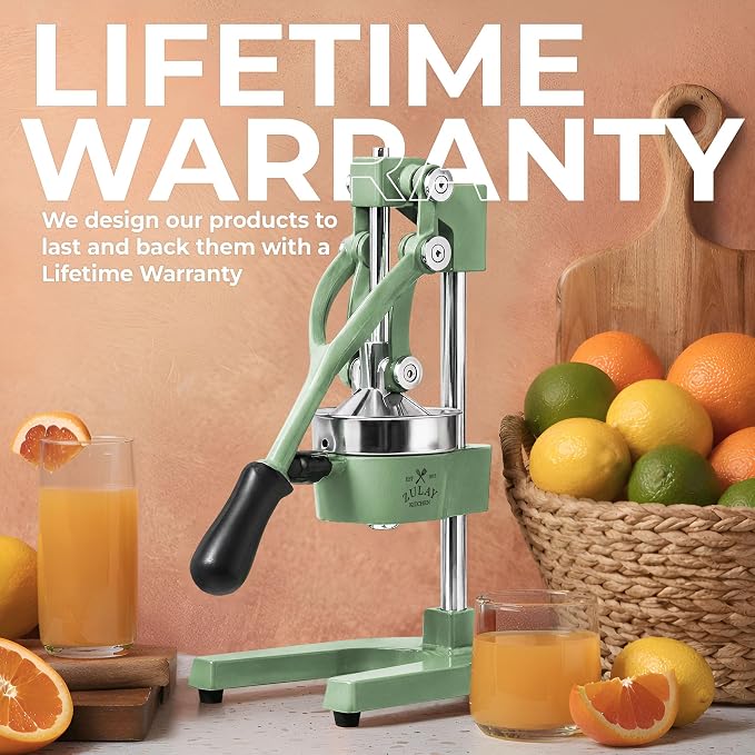 Zulay Kitchen Cast Iron Juicer - Heavy Duty Manual Juicer with Detachable Strainers for Easy Cleaning, Orange Juice Press for Citrus Fruits, Perfect for Bartenders, Juice Lovers & Health Enthusiasts