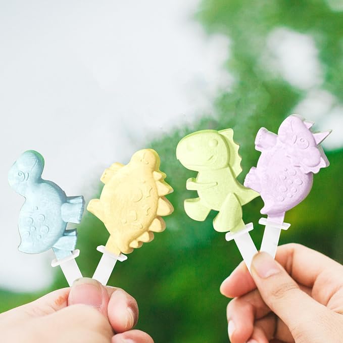 Dinosaur Popsicles Mold,4 Cavity Silicone Popsicle Molds with 4 Reusable Sticks,Food Grade Silicone Ice Cream Mold Cartoon Animal Ice Pop Maker with Cover for Kids Toddlers Homemade Popsicle