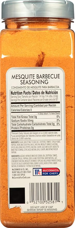 McCormick Culinary Mesquite Barbecue Seasoning, 26 oz - One 26 Ounce Container of Mesquite Seasoning Rub, Best on Pork Sandwiches, Ribs, Briskets, or as Meat Tenderizer Seasoning
