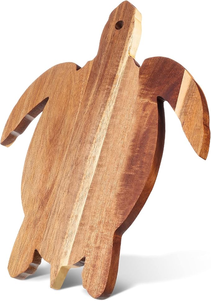 Acacia Wood Sea Turtle Cutting Board, 14 x 12 Inch Wooden Bread Board Cheese Serving Platter Serving Charcuterie Board for Meat Cheese and Vegetables
