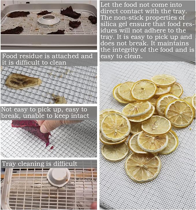 Silicone Dehydrator Sheet for Magic Mill 15 Extra-Large Trays, 15-Pack 12x13 inch Reusable Drying Tray Liners - BPA-Free Easy Clean - Healthy Snacks - Jerky Herbs Fruit