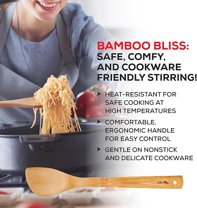 Helen’s Asian Kitchen Stir Fry Spatula and Cooking Utensil, Natural Bamboo, 15-Inch