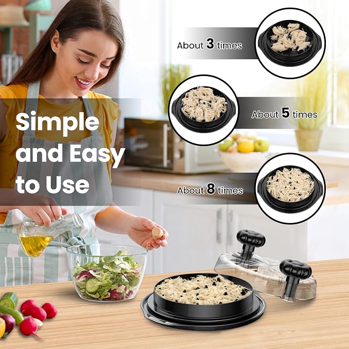 Chicken Shredder Tool Twist Large - Meat Shredders for Chicken Breast | 10'' Pro Visible Kitchen Gadgets Grinder Machine with Brush,Strong Anti-Slip Strip,Ergonomic Handle,BPA Free (Black)
