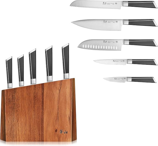 Cangshan Y2 Series Knife Set, 6-Piece German Steel Block, Silver