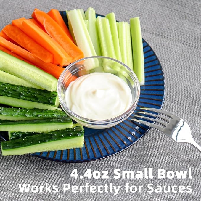 4.4 oz Clear Glass Bowl, Mini Prep Dish for Salt and Spices, Microwave and Dishwasher Safe, Stackable, Set of 6