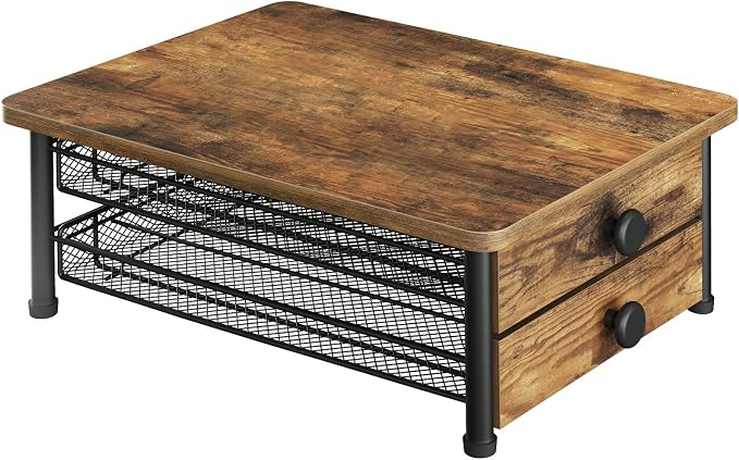 YATINEY Coffee Pod Drawer Holder, 70 Capacity Coffee Capsule Storage Organizer, 2-Tier Coffee Pod Drawer for K Cup, for Home Kitchen, Rustic Brown KH28BR