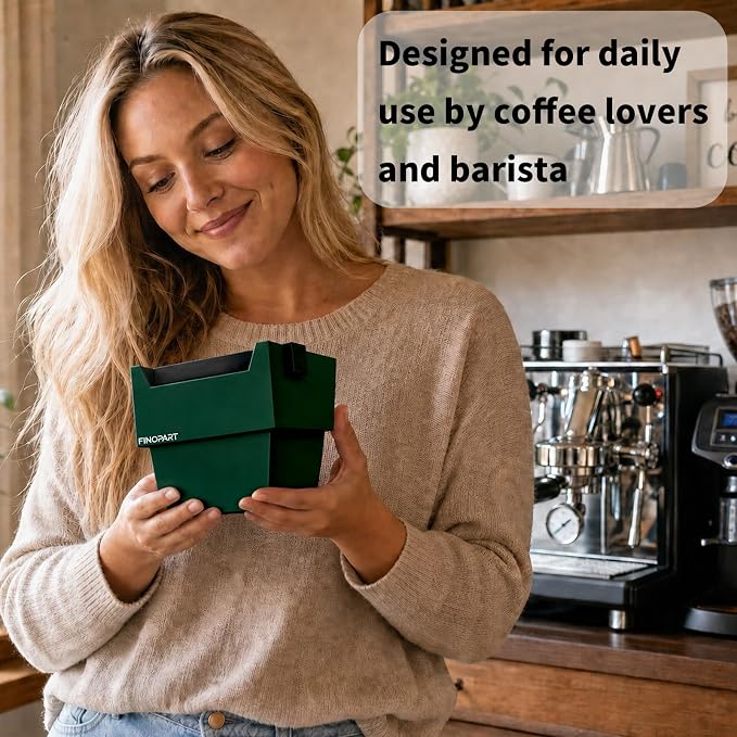 Espresso Knock Box, 5.4 in, Barista Style Espresso Grounds Knock Box, Removable Silicone Knock Rod, Silicone Non-Slip Base, Espresso Maker Accessory (White)