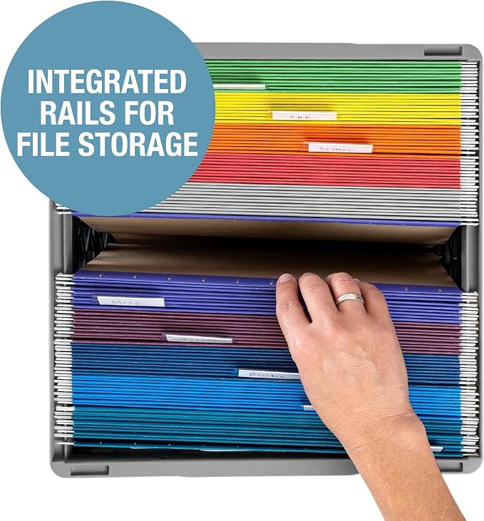 CleverMade Collapsible Milk Crates, 25L, 3 Pack, Holds 50 lb, Ocean | Organize Files, Groceries, and Gear in One Crate | Built-In Rails Hold Letter Folders, While the Frame Stacks Securely