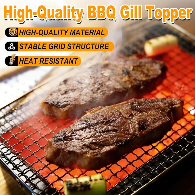 Grill Topper,3 PCS BBQ Grill Mesh Mat,14×10 Inch Mesh Baking Tray,Baking Rack Replacement Pad for Outdoor Barbecue, Camping & Picnics