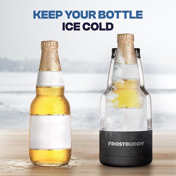 Frost Buddy Chubby Buddy Beer Bottle Cooler - Fits 12 oz Bottles (Black) | 20x colder, cold up to 24 hrs | World-first insulated beer bottle cooler