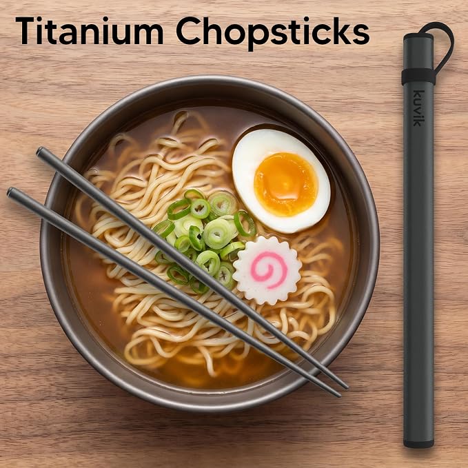 Kuvik Titanium Chopsticks with Graphite Gray Carrying Case