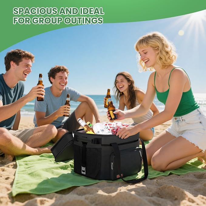 MIYCOO Cooler Bag with Expandable Double Deck, 60 Can Leakproof Cooler | Insulated Portable Soft Lunch Cooler, Extra Large Ice Chest Cooler for Beach, Picnic, Camping, Shopping