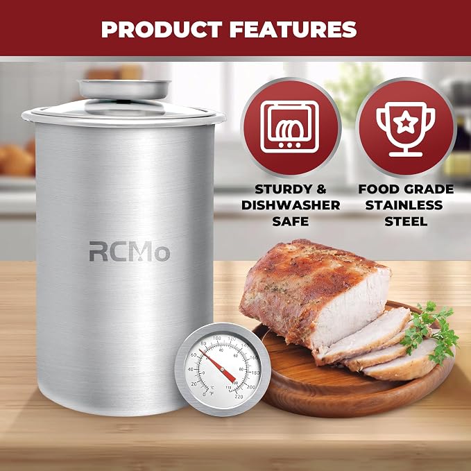 Deli Meat Press Mold for Ham Making Stainless Steel with Thermometer