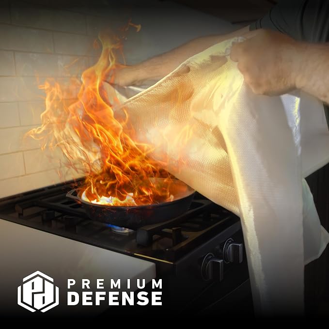 Premium Defense Fire Blanket, Emergency Fire Blanket, Fire Extinguisher, Flame Suppression, Fiberglass