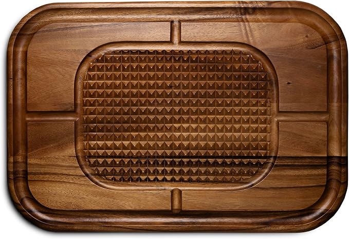 Ironwood Gansevoort Large Carving Board 16" x 24" Acacia Wood Cutting Board | XL Meat Carving Board With Grip Pad & Juice Channel | Reversible Cutting Board For Meal Prep | Easy Carving & Minimize Mess