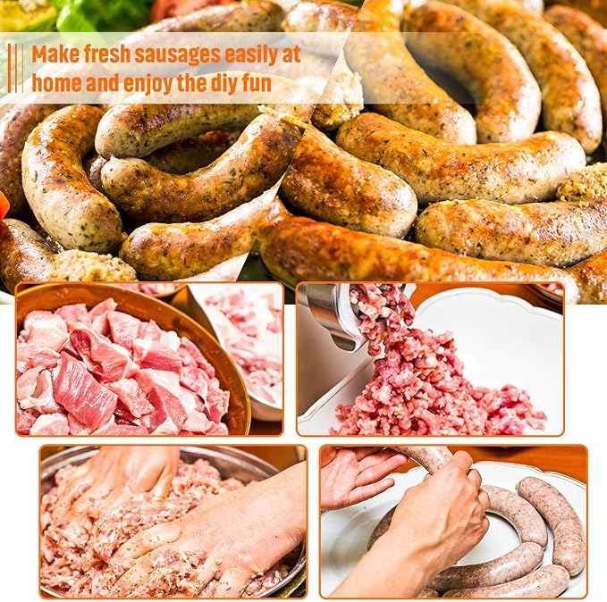 Mudder Sausage Stuffer Manual Maker Plastic Meat Filler Funnel Tubes Filling Tool for Hand Operated Food Grinder for Holiday Household Use