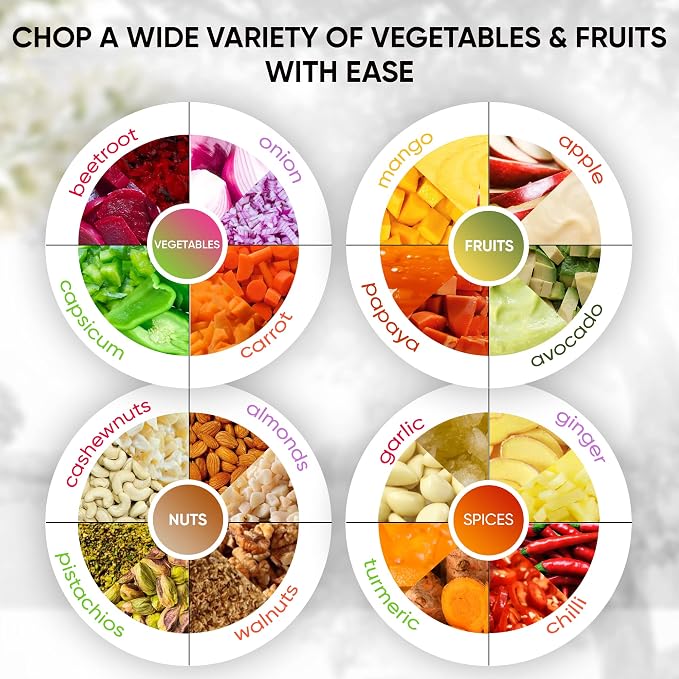 Brieftons Express Small Manual Food Chopper, 2-Cup: Hand Chopper with Container, Push-Down Pump Onion Chopper, Garlic Chopper, Green Veggie Cutter for Salsa, Salad, Coleslaw, Baby Food, Indian Cooking