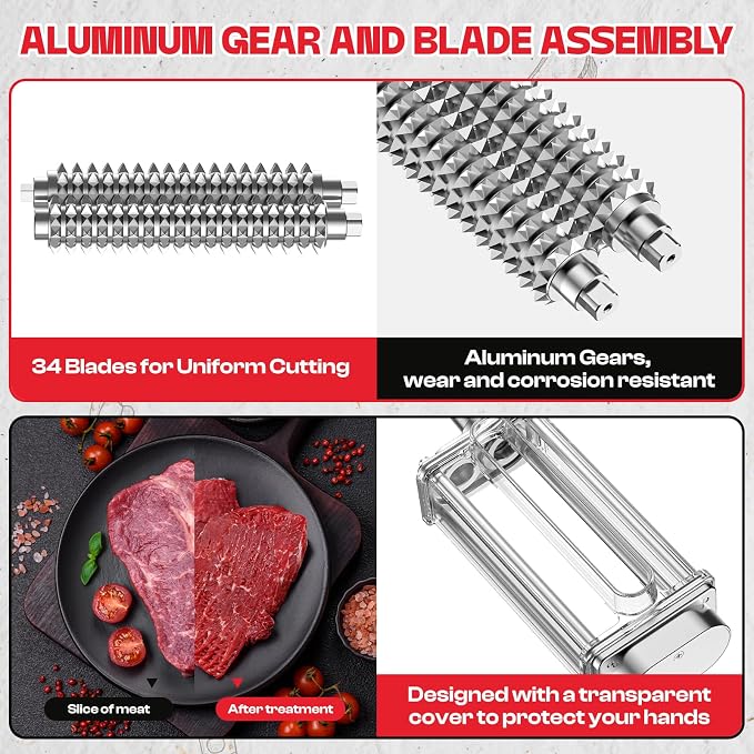 COFUN Manual Meat Tenderizer Tool, Meat Tenderizer Machine | Stainless Steel Gear, Steak Flatten Cuber Rolling Meat Poultry Tenderizer, Meat Tenderizer Kitchen Tool