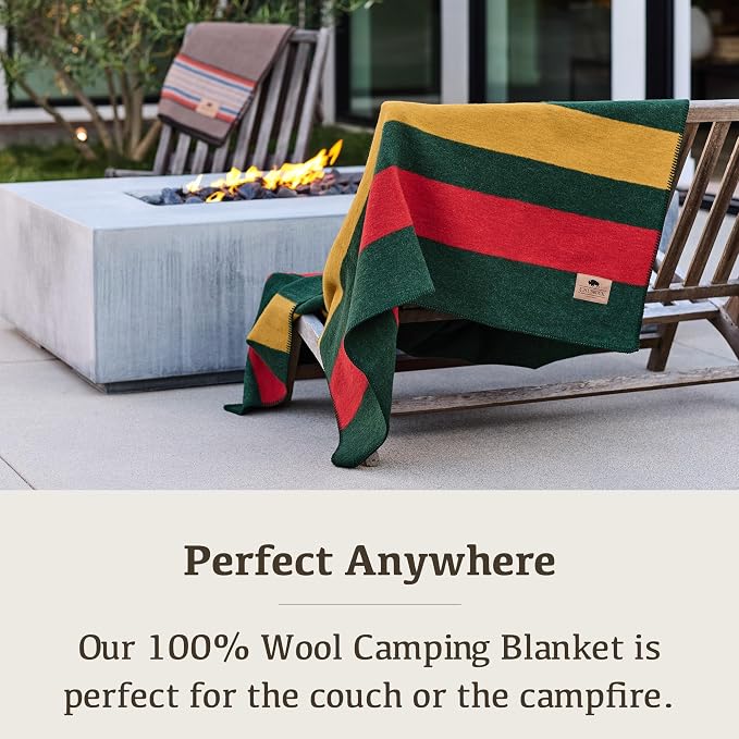 Chubbuck 100% Wool Blanket Camping (60" x 84") - Large Warm Blankets for Camping, Emergency, Outdoor Concerts and Home Use - Fire Retardant Blanket, Soft and Warm Blankets for Winter (Windsor)