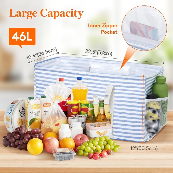 Lifewit Extra Large Tote Bag, Reusable Grocery Bags with Metal Wire Frame and Handles