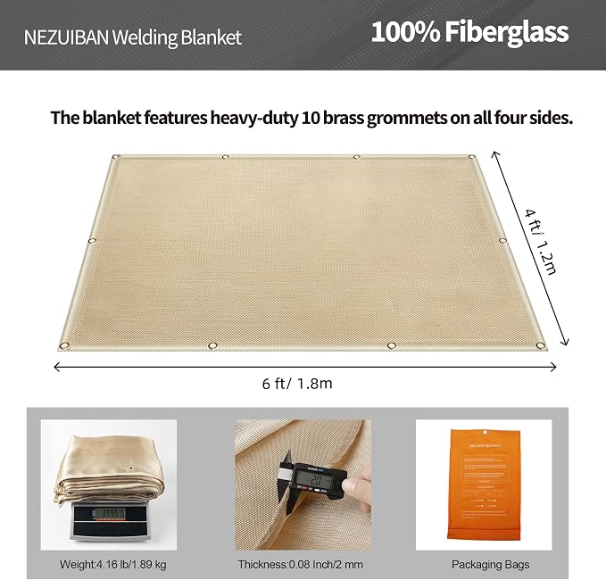 Welding Blanket,4x6 ft Fiberglass Blanket,Portable Fiberglass Fire Retardant Blanket,Welding Mat,Welding Fireproof Thermal Resistant Insulation…