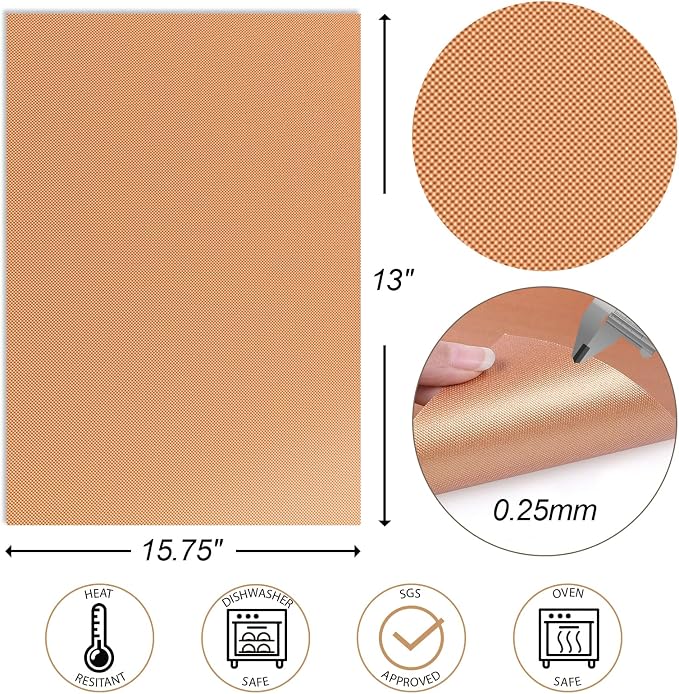 UBeesize 7 Pack Copper Grill Mats for Outdoor Grill, Heavy Duty BBQ Grilling Matt & Oven Liners, Resuable, Easy to Clean, Works on Gas Charcoal Electric Grill, Smoker, Oven -15.75 x 13 Inch
