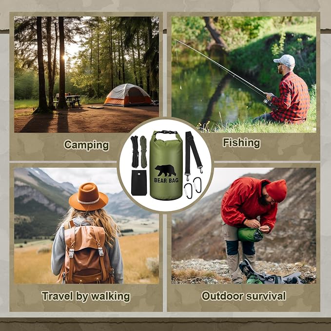 Foilswirl 1 Set Bear Food Bag for Camping Ultralight Food Hanging System Includes Waterproof Bear Bag, Nylon Ropes, Hooks for Camping Backpacking