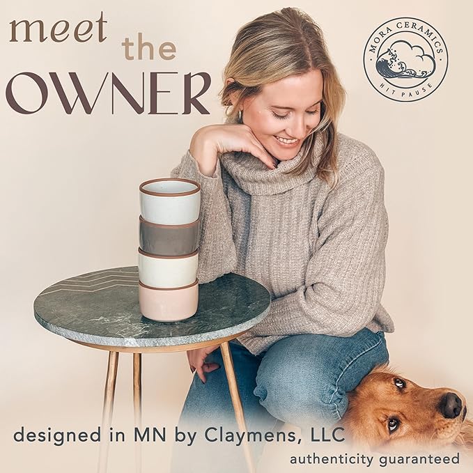 Mora Ceramic Ramekins - 8oz, Set of 6 - Small Oven Safe Baking Dishes/Cups - For Personal Pudding, Creme Brulee, Souffle, Serving Dip, Custard, Ice Cream - Single Mini Bowls - Assorted Neutrals