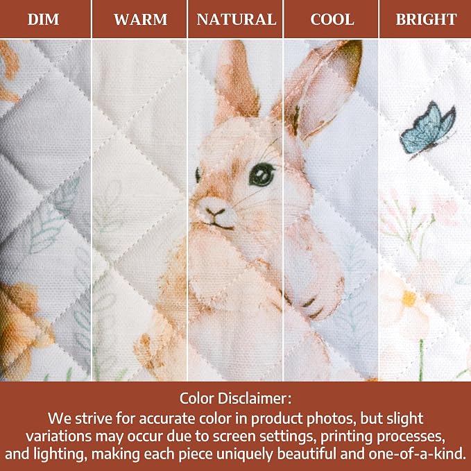 Maison d' Hermine 100% Cotton Oven Mitt & Pot Holder Set (7.5"x13" & 8"x8") | Heat Resistant BBQ Cooking Gloves with Loop Baking Grilling Kitchen Hotel Home Farmhouse Spring Summer - Easter Dew