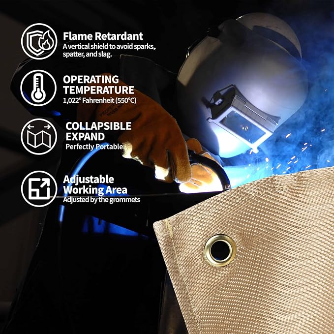 Welding Blanket, Heavy Duty Welding Blanket 6FTx8FT Large Size Fiberglass Welding Curtain for Industrial Welding Home Protection Heat Insulation