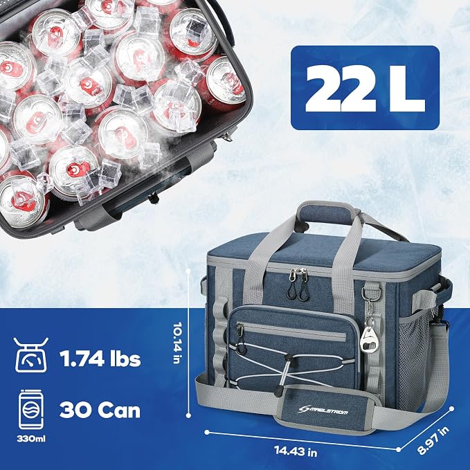 Maelstrom 30/40 Can Soft Cooler Bag, Leakproof Insulated Ice Chest | 24h Cold (With Ice), 5-Layer Insulation, Multi-Pockets ,Lightweight,Perfect For Camping, Beach, Hiking, Kayaking, Road Trips