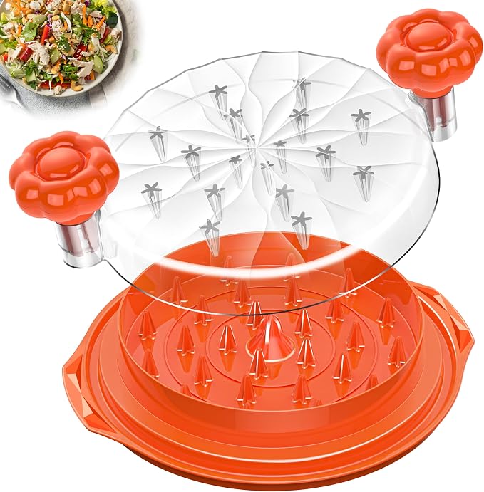 Chicken Shredder Tool Twist Large - Meat Shredders for Chicken Breast | 10'' Pro Visible Kitchen Gadgets Grinder Machine with Brush,Strong Anti-Slip Strip,Ergonomic Handle,BPA Free (Orange)