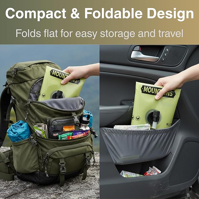 Camping Water Container 2 Gallon Collapsible Water Jug with Spout - Reusable Plastic Flasks, Foldable Empty Gallon Jug for Water Storage, Water Bag for Outdoor Hiking Emergency Prep (2 Pack)