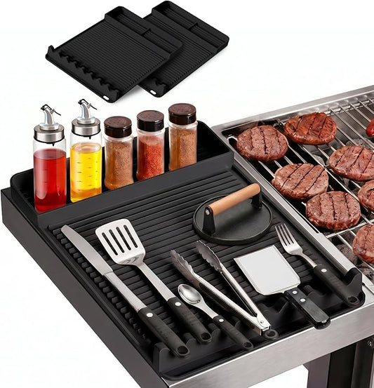 Heat Resistant Silicone Grill Mat for Blackstone - 2Pack 16x11.5'' Non-Slip BBQ Tool Mat, Outdoor Cooking Camping & Tailgating, for Men Grilling (Black)