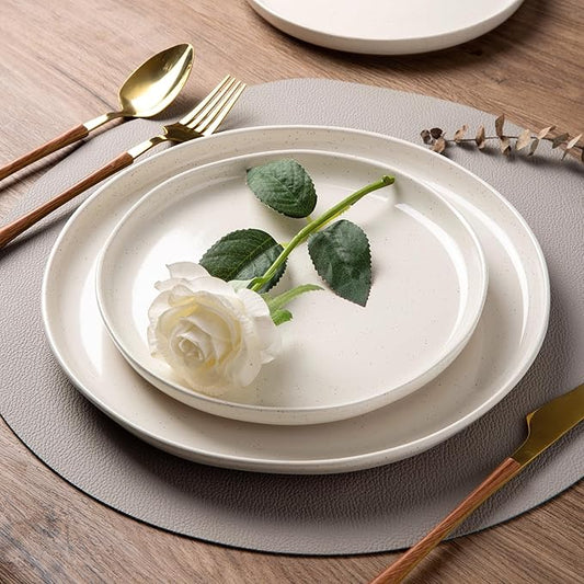 AmorArc Ceramic Dinnerware Sets for 8, 24 Pieces Handpainted Plates and Bowls Set with Rustic Terracotta Underside, Scratch Resistant Stoneware Dishes Set, Dishwasher & Microwave Safe, Multi-Color
