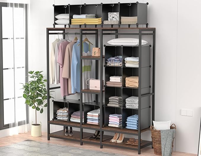 HOMIDEC Closet Organizers and Storage, 9 Cube Storage Organizer, Black | Portable Closet Organizer, Storage Cubes Shelves, for Bedroom, Kids Room, Bathroom, Wardrobe, Clothes Rack