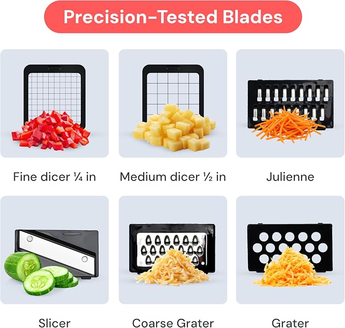 Fullstar Pro Original Vegetable Chopper & Mandoline Slicer Kitchen Gadget | 6 in 1 Veggie Slicer, Onion & Fruit Cutter with Sharp Stainless Steel Blades & Container, All-in-One Meal Prep Tool (White)